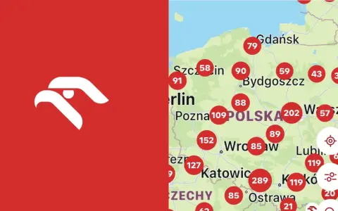 Mapa Polski z zaznaczonymi punktami, gdzie możliwa jest wymiana punktów Vitay na paliwo.