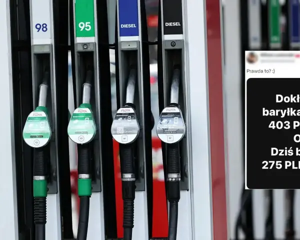 Dystrybutory paliwa. Ile litrów benzyny można kupić za baryłkę ropy? Cena ropy spadła z 403 do 275 PLN.