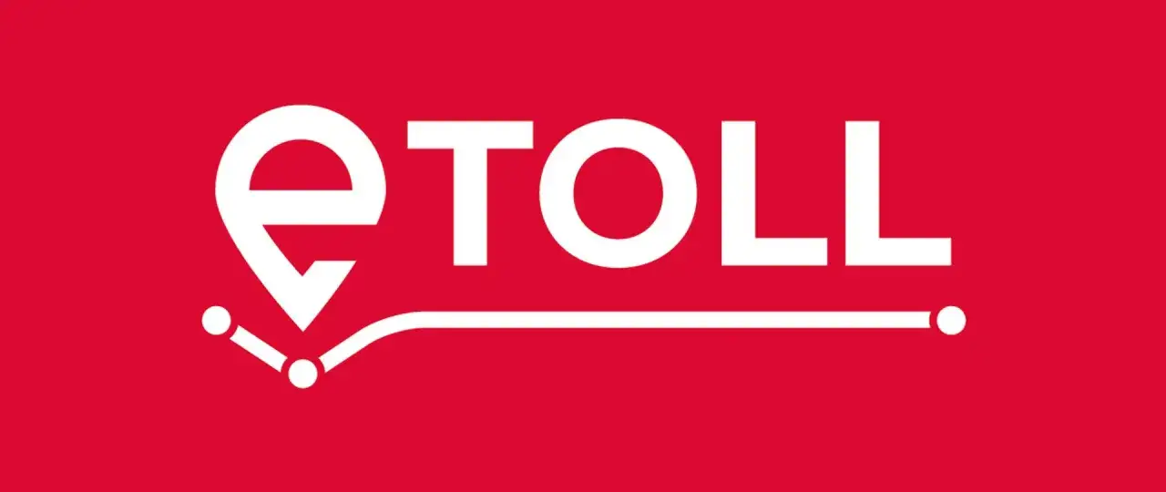Logo e-TOLL na czerwonym tle. Gdzie kupić e-TOLL? Sprawdź na Orlen!